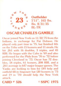 1976 SSPC #526 Oscar Gamble Back