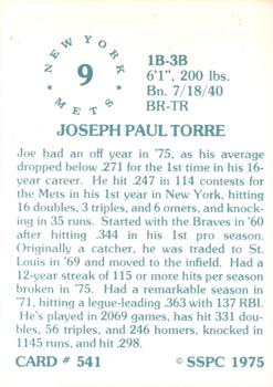 1976 SSPC #541 Joe Torre Back