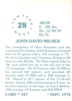 1976 SSPC #547 John Milner Back