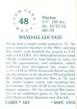 1976 SSPC #555 Randy Tate Back
