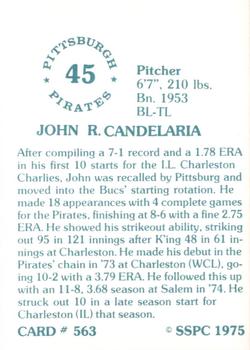 1976 SSPC #563 John Candelaria Back