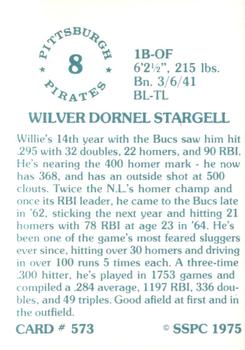 1976 SSPC #573 Willie Stargell Back