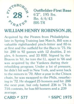 1976 SSPC #577 Bill Robinson Back