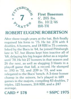 1976 SSPC #578 Bob Robertson Back
