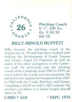 1976 SSPC #614 Billy Muffett Back