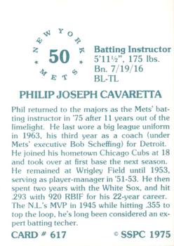 1976 SSPC #617 Phil Cavarretta Back