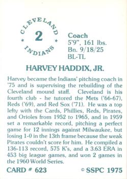 1976 SSPC #623 Harvey Haddix Back