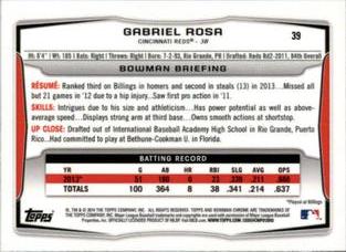 2014 Bowman Chrome Mini #39 Gabriel Rosa Back