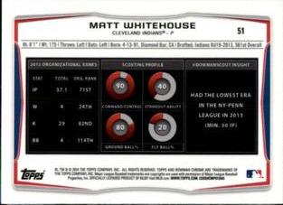 2014 Bowman Chrome Mini #51 Matt Whitehouse Back