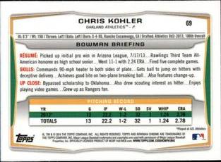 2014 Bowman Chrome Mini #69 Chris Kohler Back