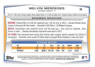 2014 Bowman Chrome Mini #70 Melvin Mercedes Back