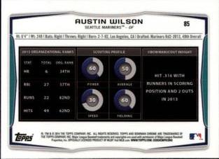 2014 Bowman Chrome Mini #85 Austin Wilson Back