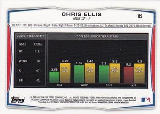 2014 Bowman Chrome Mini #89 Chris Ellis Back