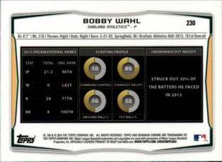 2014 Bowman Chrome Mini #230 Bobby Wahl Back