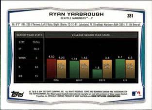 2014 Bowman Chrome Mini #281 Ryan Yarbrough Back