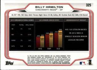 2014 Bowman Chrome Mini #325 Billy Hamilton Back