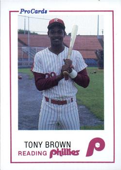 1985 ProCards Reading Phillies #13 Tony Brown Front