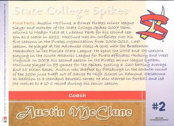 2012 Grandstand State College Spikes #NNO Austin McClune Back