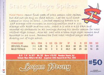 2012 Grandstand State College Spikes #NNO Logan Pevny Back
