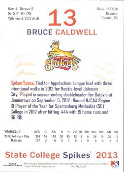 2013 Grandstand State College Spikes #6 Bruce Caldwell Back