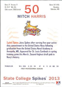 2013 Grandstand State College Spikes #10 Mitch Harris Back