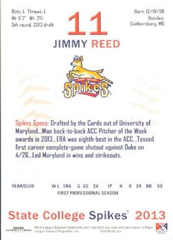 2013 Grandstand State College Spikes #28 Jimmy Reed Back
