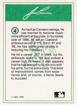 1989 CMC Jose Canseco #4 Jose Canseco Back