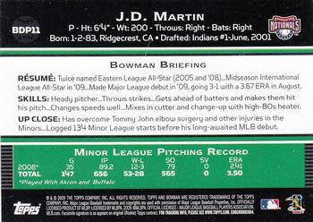 2009 Bowman Draft Picks & Prospects #BDP11 J.D. Martin Back
