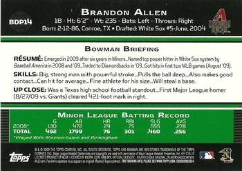 2009 Bowman Draft Picks & Prospects #BDP14 Brandon Allen Back