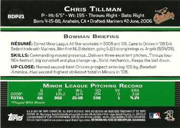 2009 Bowman Draft Picks & Prospects #BDP21 Chris Tillman Back