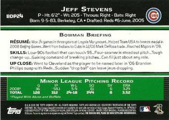 2009 Bowman Draft Picks & Prospects #BDP24 Jeff Stevens Back