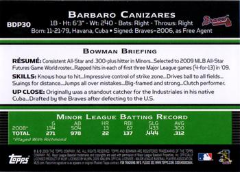 2009 Bowman Draft Picks & Prospects #BDP30 Barbaro Canizares Back