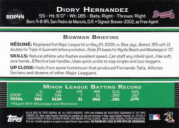 2009 Bowman Draft Picks & Prospects #BDP44 Diory Hernandez Back