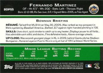 2009 Bowman Draft Picks & Prospects #BDP55 Fernando Martinez Back