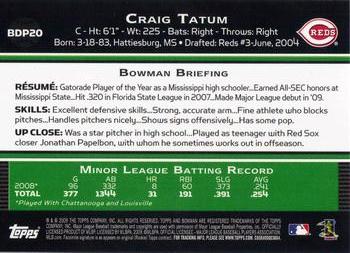 2009 Bowman Draft Picks & Prospects #BDP20 Craig Tatum Back