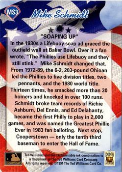 1994 Ted Williams - Mike Schmidt: Schmidt #MS3 Mike Schmidt Back