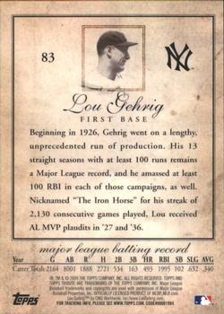 2009 Topps Tribute #83 Lou Gehrig Back