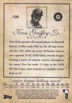 2009 Topps Tribute #100 Ken Griffey Jr. Back