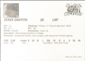 2004 Batavia Muckdogs #NNO Derek Griffith Back