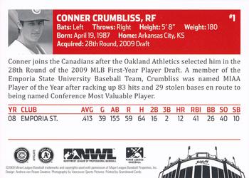 2009 Grandstand Vancouver Canadians #NNO Conner Crumbliss Back