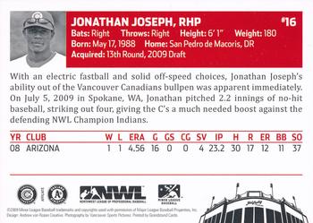 2009 Grandstand Vancouver Canadians #NNO Jonathan Joseph Back