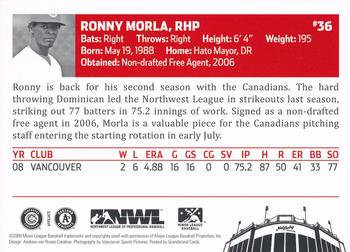 2009 Grandstand Vancouver Canadians #NNO Ronny Morla Back