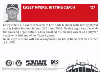 2009 Grandstand Vancouver Canadians #NNO Casey Myers Back