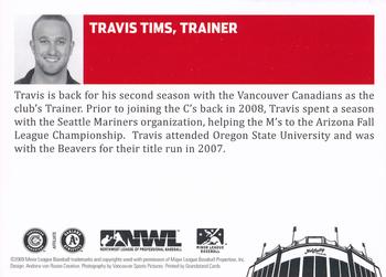 2009 Grandstand Vancouver Canadians #NNO Travis Tims Back