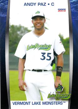 2014 Choice Vermont Lake Monsters #22 Andy Paz Front