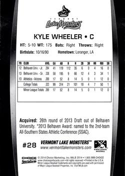 2014 Choice Vermont Lake Monsters #28 Kyle Wheeler Back
