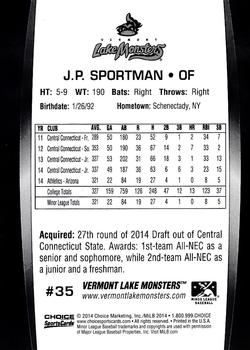2014 Choice Vermont Lake Monsters #35 J.P. Sportman Back