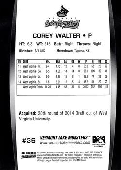 2014 Choice Vermont Lake Monsters #36 Corey Walter Back