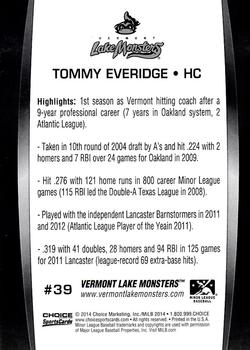 2014 Choice Vermont Lake Monsters #39 Tommy Everidge Back
