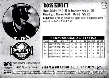 2014 Choice New York-Penn League Top Prospects #10 Ross Kivett Back
